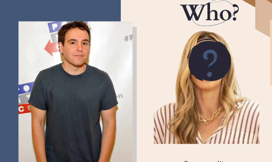 This image shows Jon Lovett standing with a question mark placed next to him, symbolizing the mystery around his current dating status, with the text 'Who is Jon Lovett Dating?' prominently displayed.